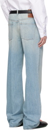 Valentino Blue Straight-Leg Creased Jeans