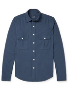 Drake's - Brushed Cotton-Twill Shirt - Blue