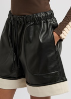 JW Anderson Contrast Leather Shorts Black