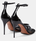 Alaïa Infradito 90 fishnet patent leather pumps