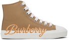 Burberry Kids Beige Logo Script Sneakers