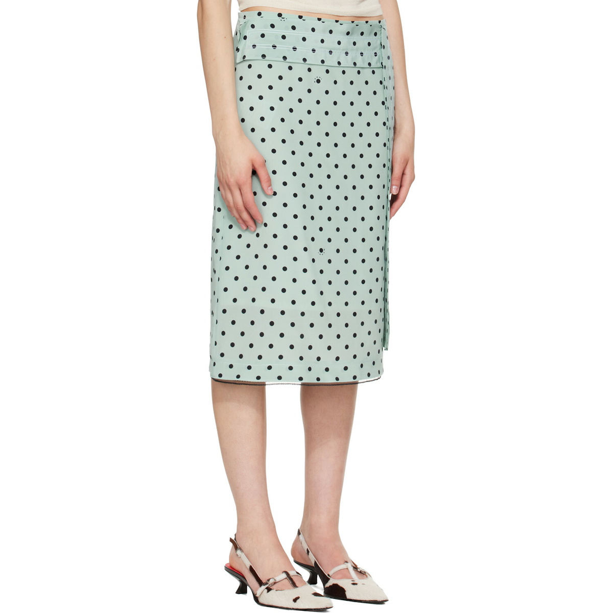 Marni Green Polka Dots Midi Skirt