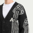 Aries Men's Oversized Chenille Column Knit Cardigan in Black