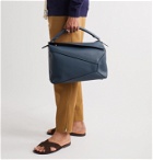 Loewe - Puzzle Full-Grain Leather Messenger Bag - Blue
