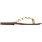 Valentino Garavani Off-White Rockstud Calfskin Thong Sandals