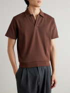 Oliver Spencer - Westcott Ribbed Organic Cotton Polo Shirt - Brown