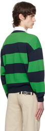 Coperni Green & Navy Striped Crewneck Sweater