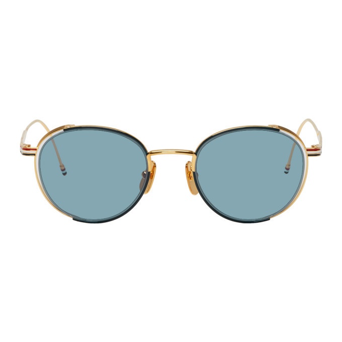 Photo: Thom Browne Navy and Gold TB-106 Sunglasses