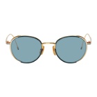 Thom Browne Navy and Gold TB-106 Sunglasses