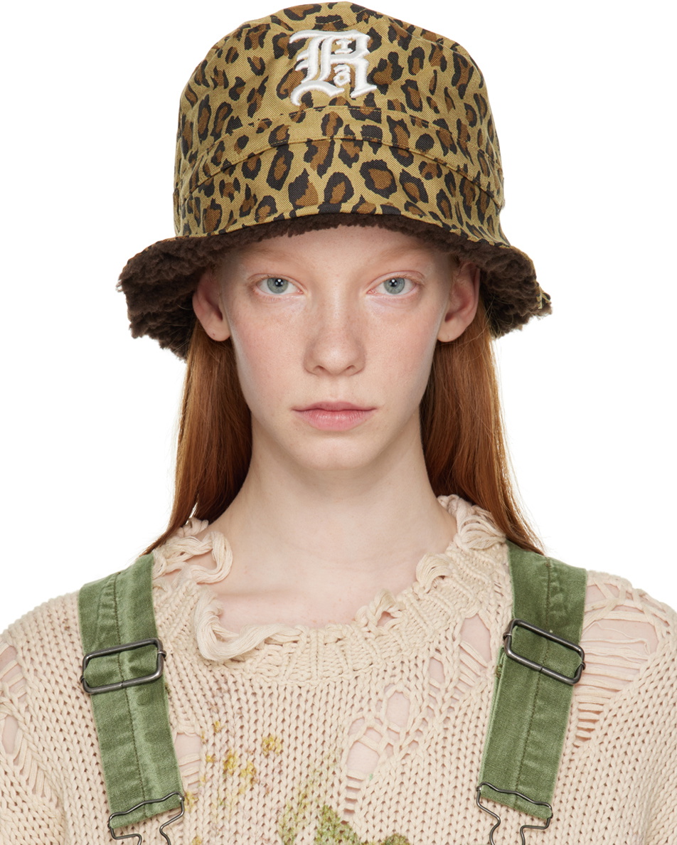 R13 Khaki Leopard Bucket Hat R13