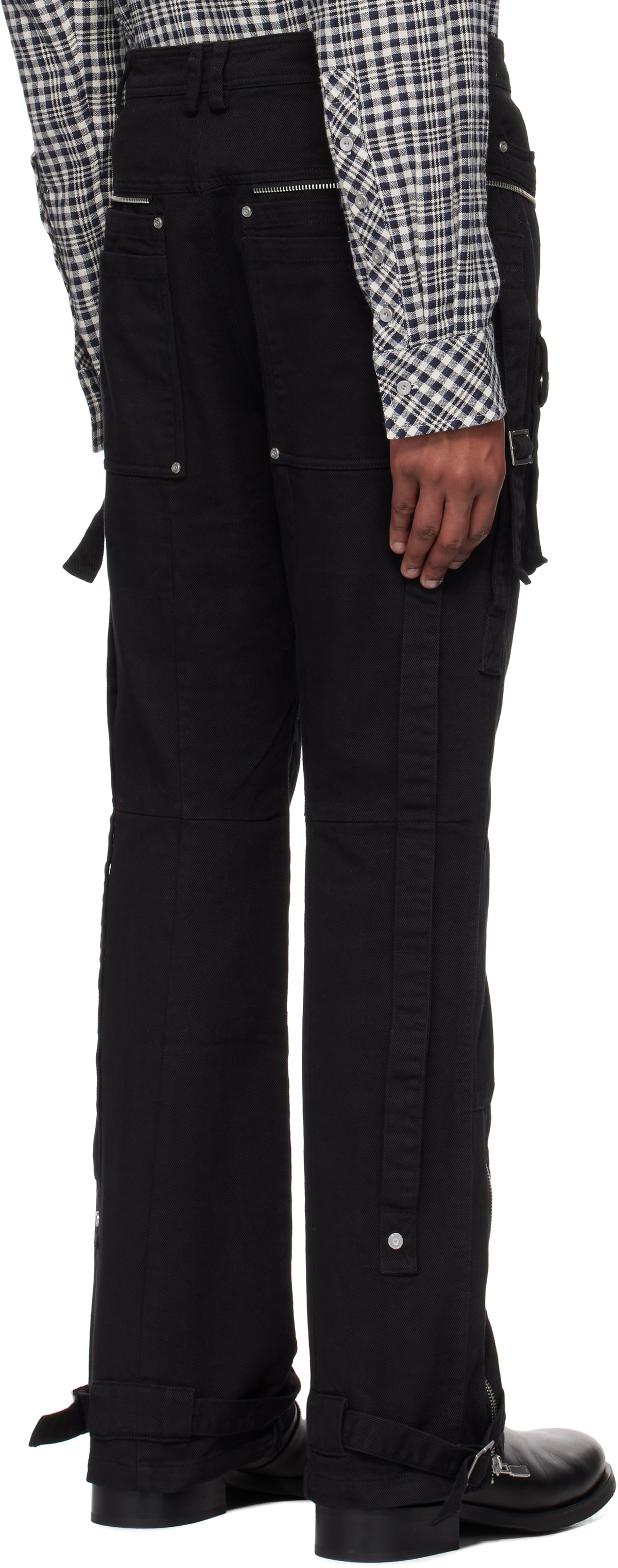 C2H4 Black Tulwar Cut Military Work Cargo Pants