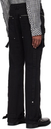 C2H4 Black Tulwar Cut Military Work Cargo Pants