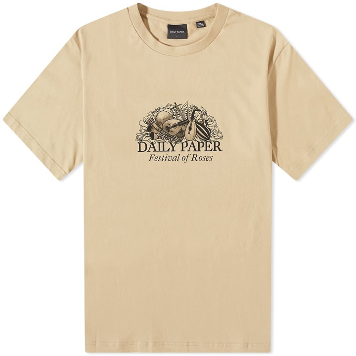 Photo: Daily Paper Men's Perzo Festival Of Roses T-Shirt in Twill Beige