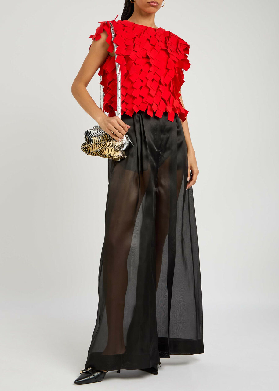 A.W.A.K.E Mode Wide-leg Organza Trousers Black