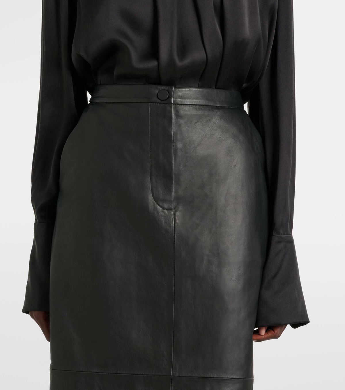 Yves Salomon Leather midi skirt