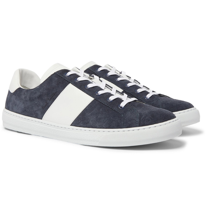 Photo: Paul Smith - Hansen Leather-Trimmed Suede Sneakers - Blue