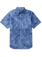 POLO RALPH LAUREN - Button-Down Collar Tie-Dyed Cotton Oxford Shirt - Blue