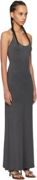 Fax Copy Express Gray Slim-Fitting Maxi Dress