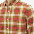 Beams Plus Men's Button Down Check Flannel Shirt in Red