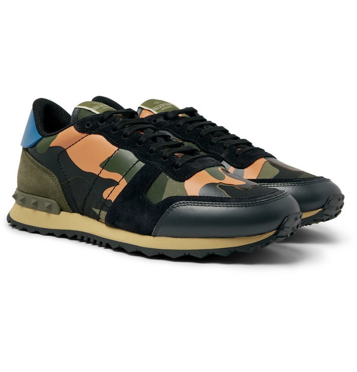Photo: Valentino - Valentino Garavani Rockrunner Camouflage-Print Canvas, Leather and Suede Sneakers - Multi