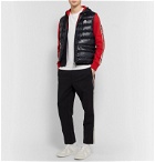 Moncler - Grosgrain-Trimmed Loopback Cotton-Jersey and Shell Zip-Up Hoodie - Red