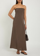 Matteau Polka dot Silk Midi Dress Brown