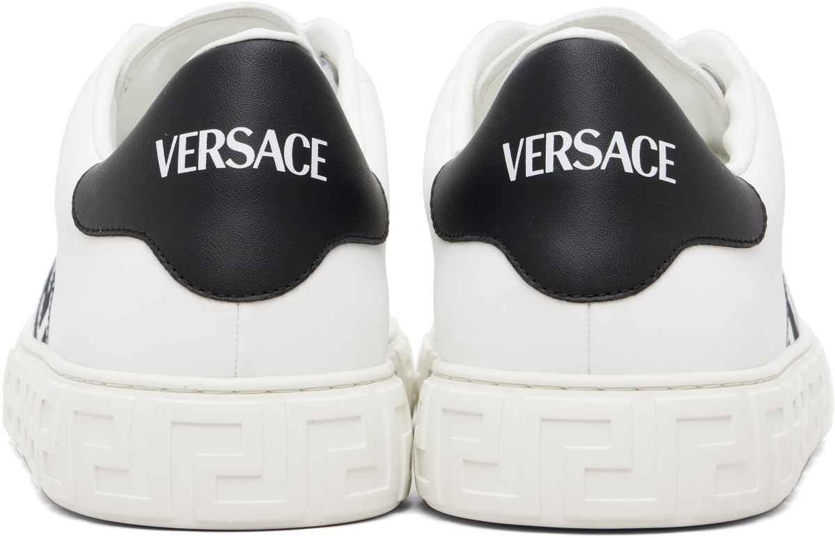 Versace White Greca Embroidered Nylon Faux-Leather Sneakers