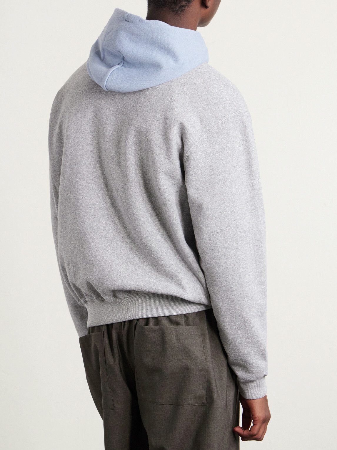 Auralee - Two-Tone Cotton-Jersey Hoodie - Gray
