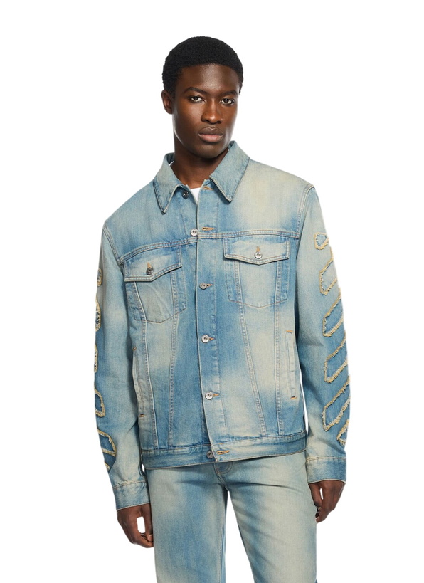 Photo: Off-White Diagonal Raw Patch Denim Jacket