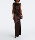 Max Mara Ruched embellished satin cocktail dress