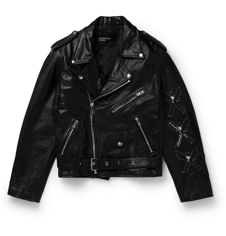 Photo: Enfants Riches Déprimés - Logo-Print Leather Jacket - Black