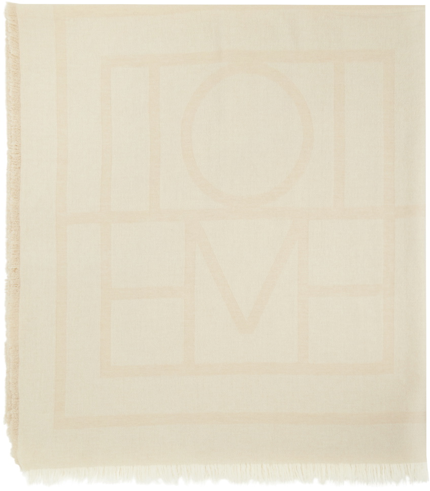 TOTEME Beige Monogram Wool Cashmere Scarf