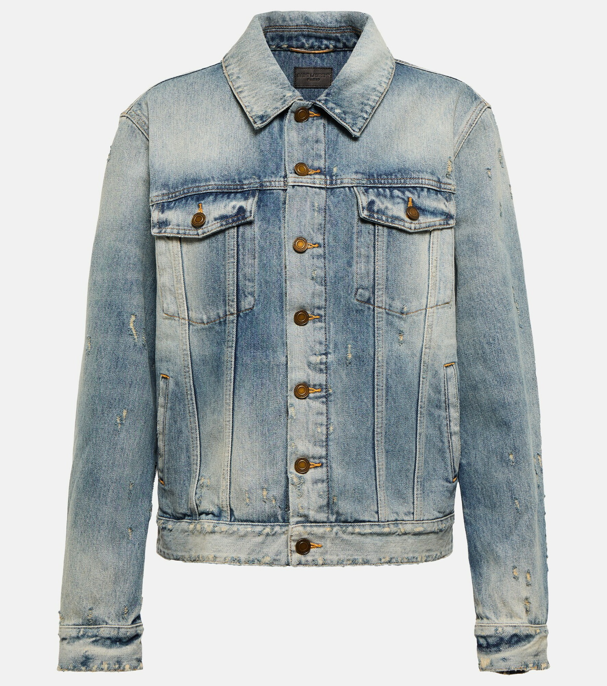 Saint laurent 2025 distressed denim jacket