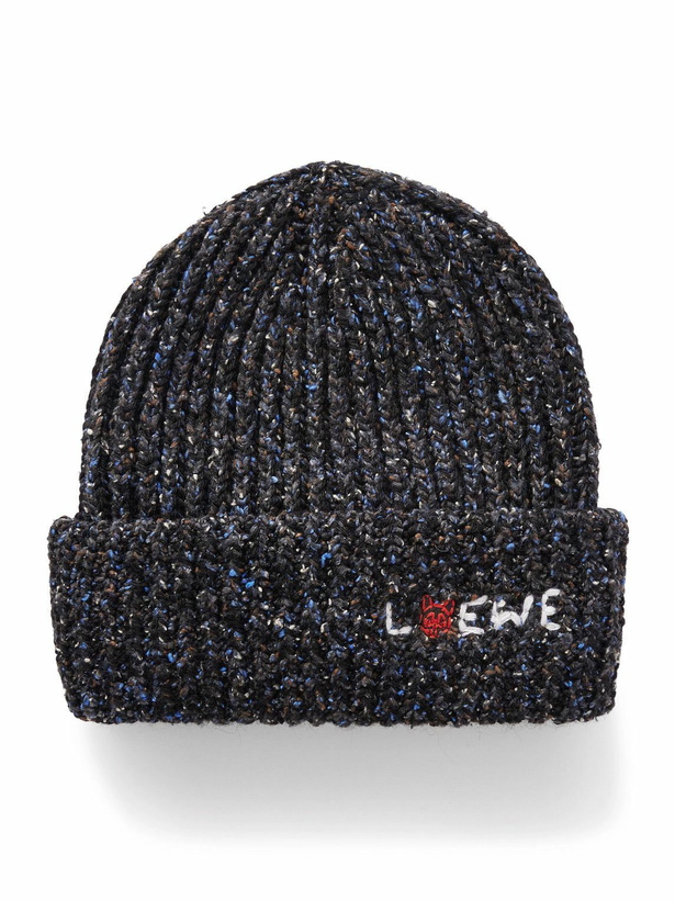 Photo: LOEWE - Louis Wain Logo-Embroidered Ribbed-Knit Beanie