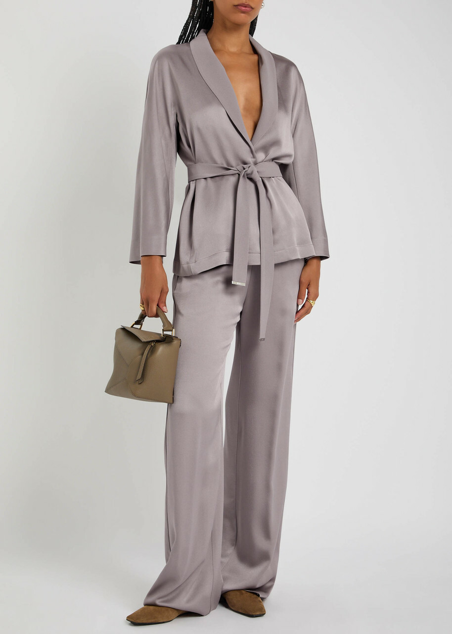 Herno Wide-leg Crepe de Chine Trousers Light Pink