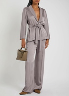 Herno Wide-leg Crepe de Chine Trousers Light Pink