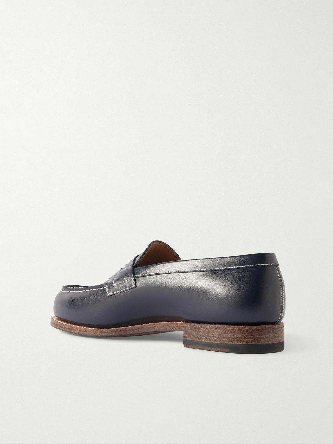 J.M. Weston - 180 Glossed-Leather Loafers - Blue