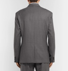 Versace - Grey Oversized Double-Breasted Pinstriped Wool Suit Jacket - Gray