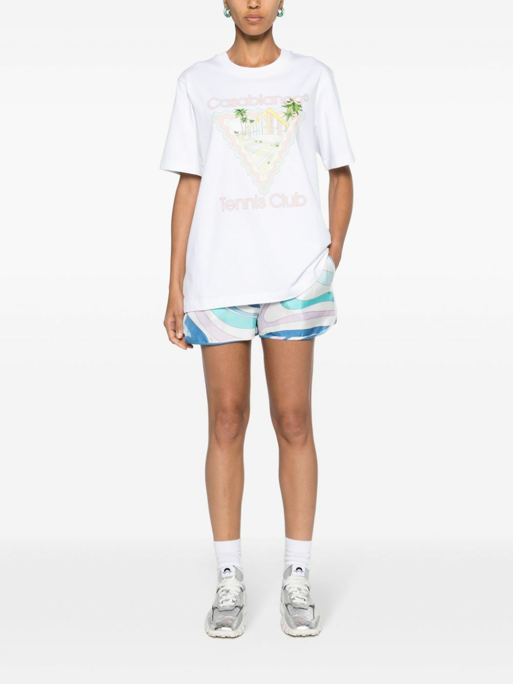 Casablanca White Tennis Club Print Organic Cotton T-Shirt