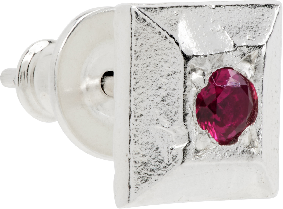 The Ouze SSENSE Exclusive Mini Cut Square Ruby Stud Single Earring
