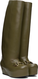 LAURA ANDRASCHKO Khaki Riding Buckle Tall Boots