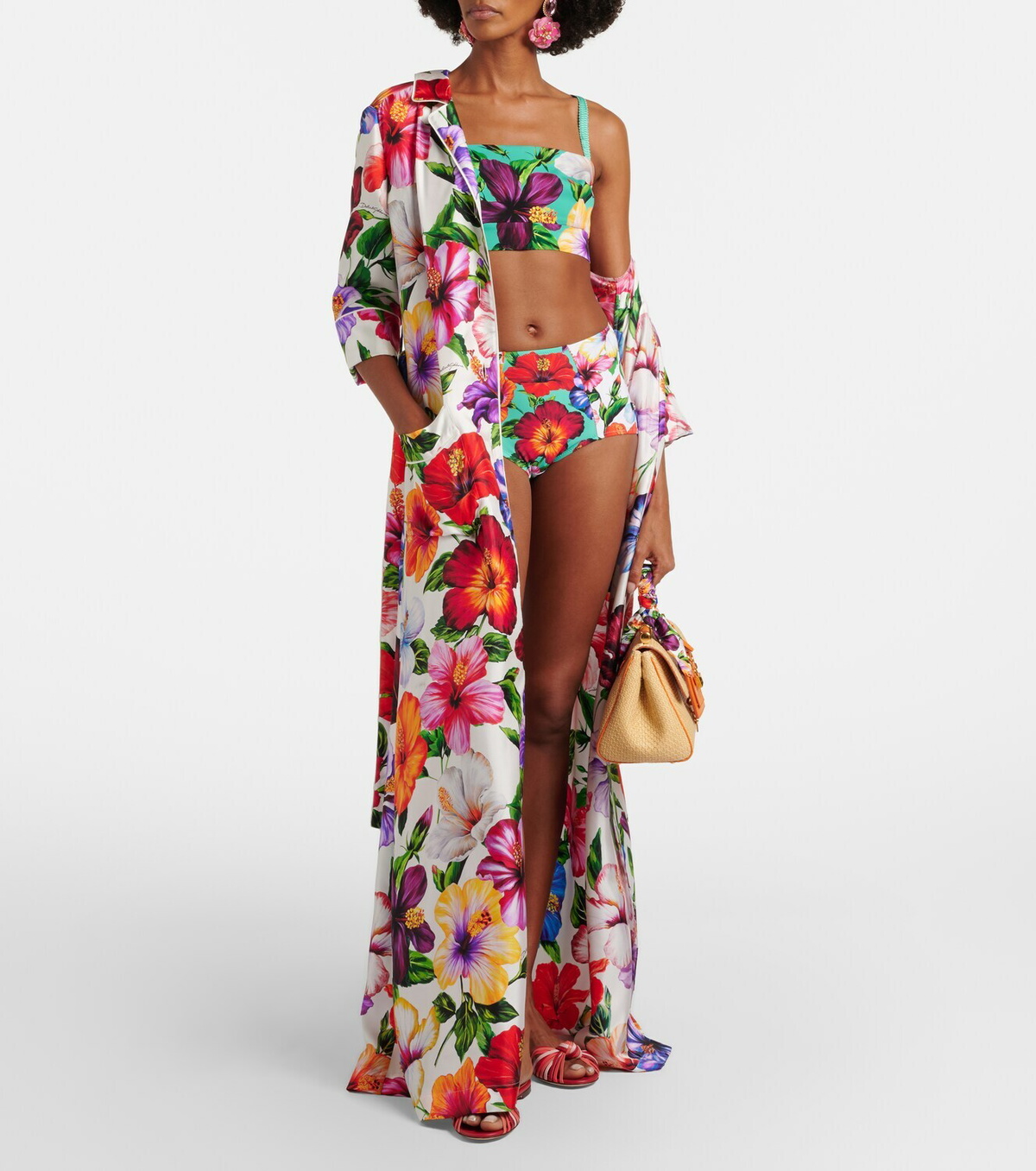 Dolce&Gabbana Floral silk-blend crop top