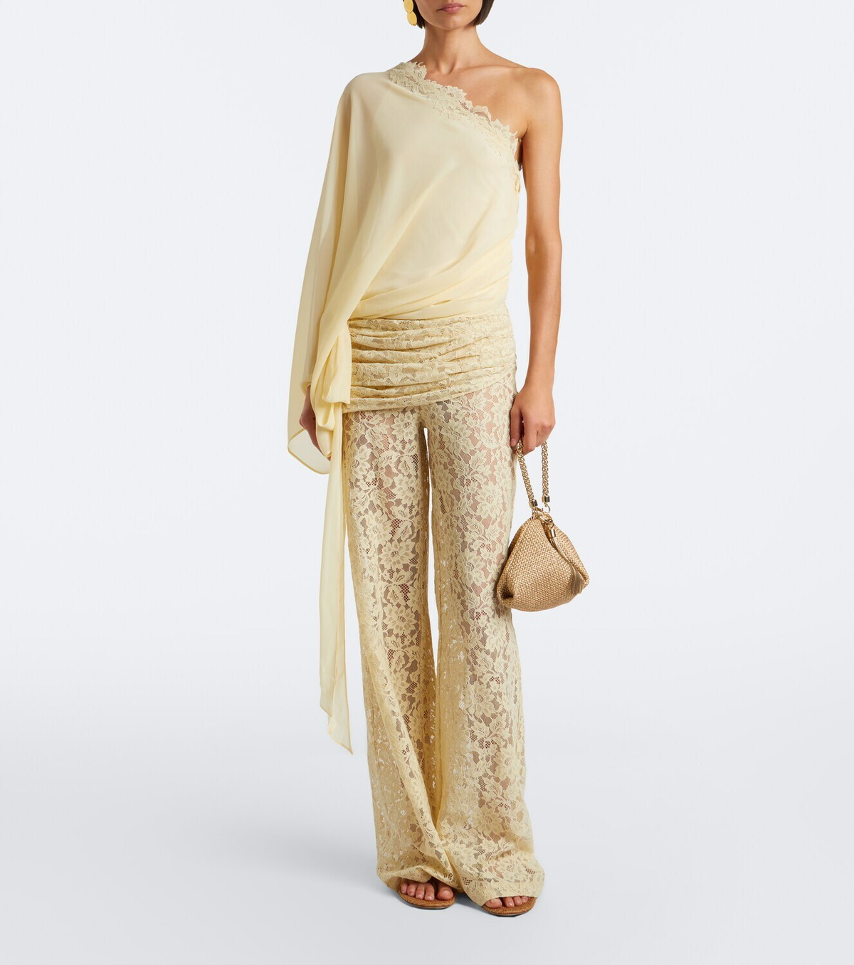 De La Vali Rocio cotton-blend lace wide-leg pants