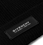 GIVENCHY - Leather-Trimmed Wool and Cashmere-Blend Beanie - Black
