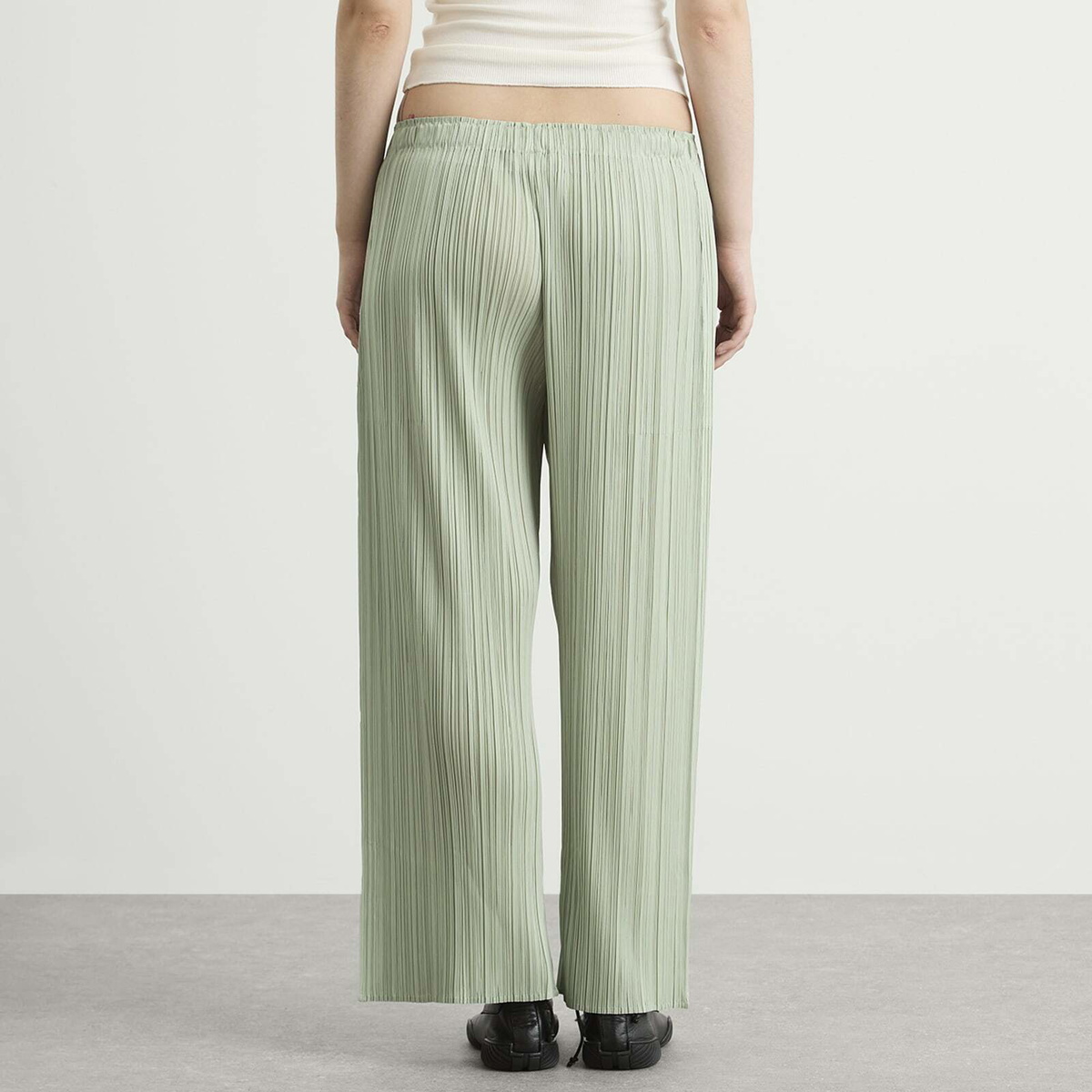 Pleats Please Issey Miyake Women's Pleated Trousers in Pastel Green