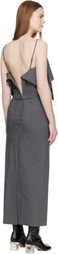 MM6 Maison Margiela Gray Folded Wool Maxi Dress