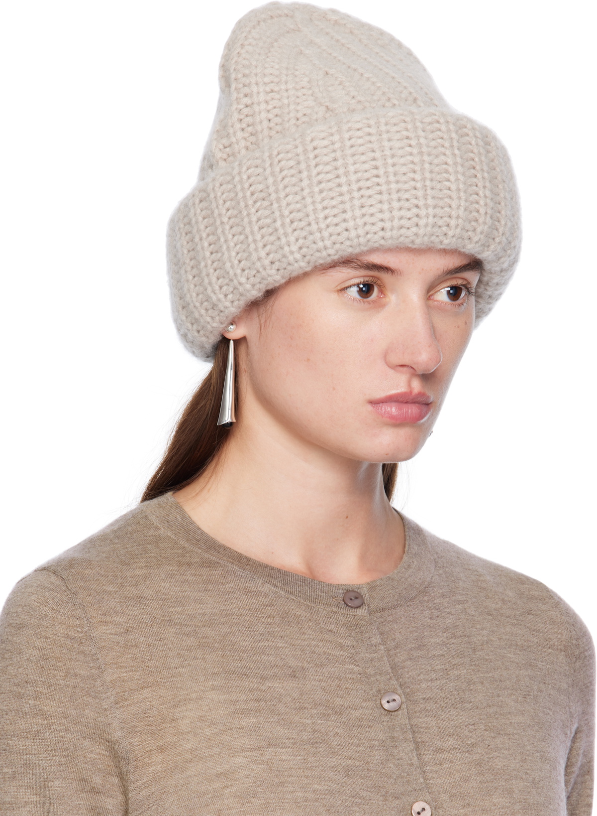 LISA YANG Beige 'The Beatris' Beanie