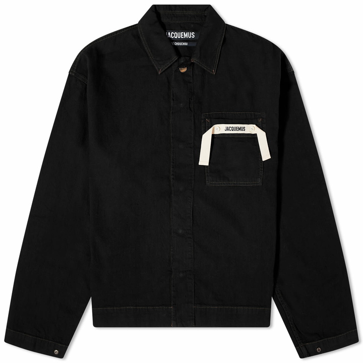 Photo: Jacquemus Men's Ribbon Denim Overshirt in Black/Brown