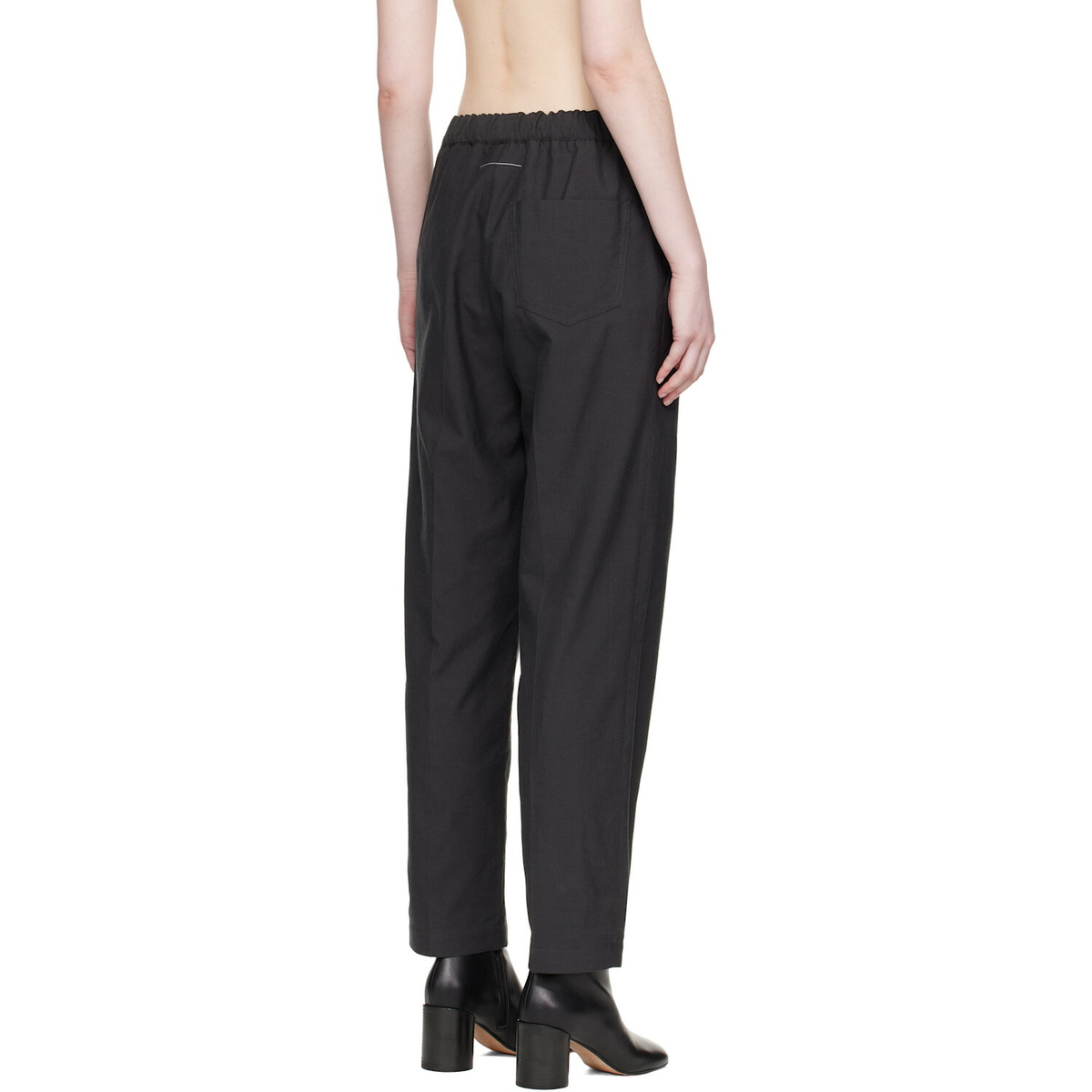 MM6 Maison Margiela Black Wool Drawstring Trousers