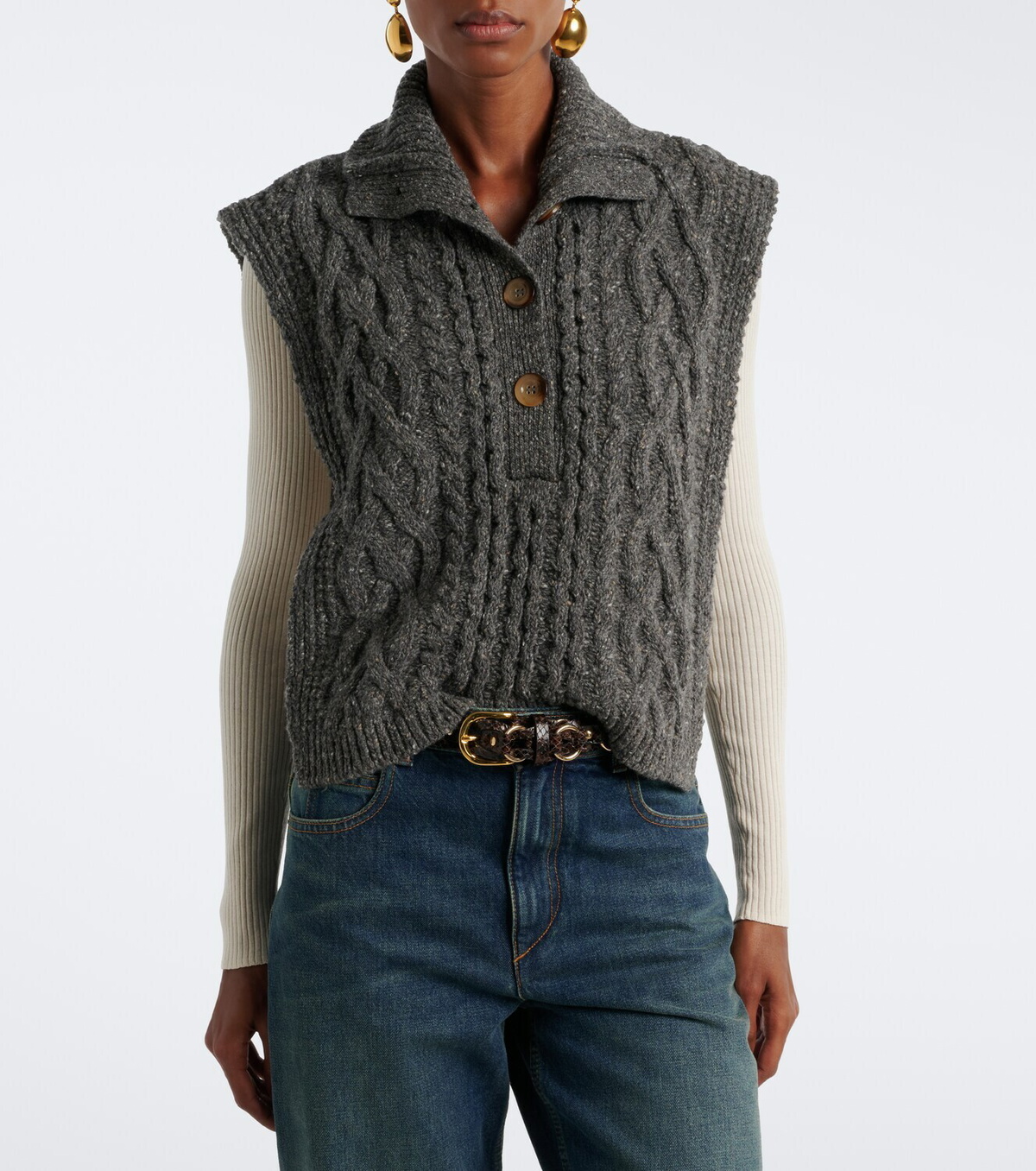 Isabel Marant Cable knit wool-blend sweater vest